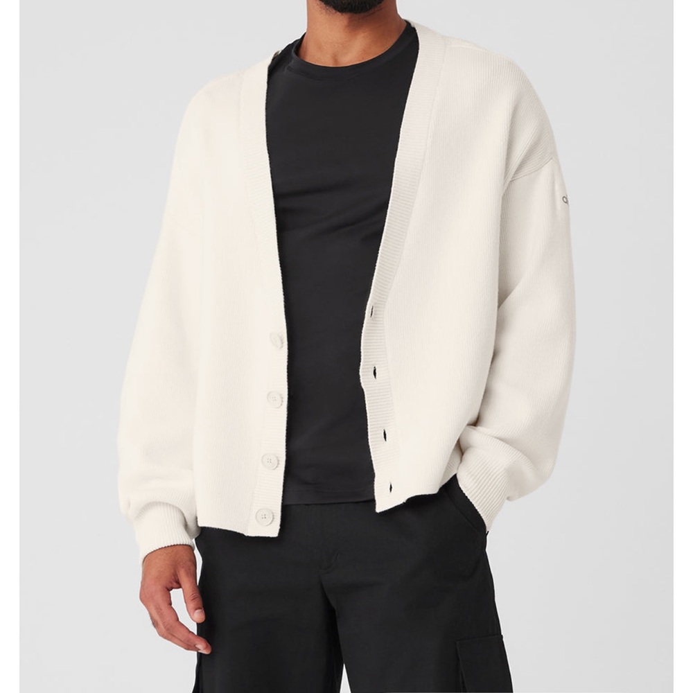 Alo - Scholar Cardigan Sweater - Ivory - M